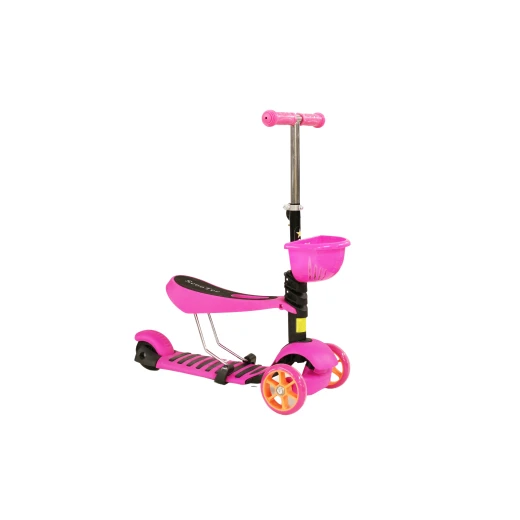 Scooter Kids 3-in-1 Toddler Scooter with Removable Seat & Basket, Pink Scooter Kids 3-in-1 Toddler Scooter with Removable Seat & Basket, Pink