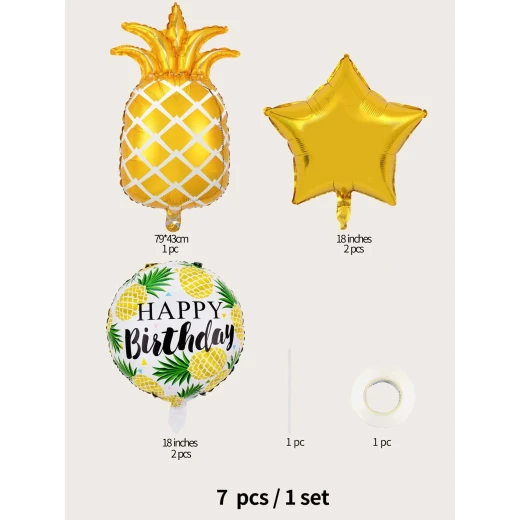 7pcs Pineapple Birthday Balloon Set - Image 3