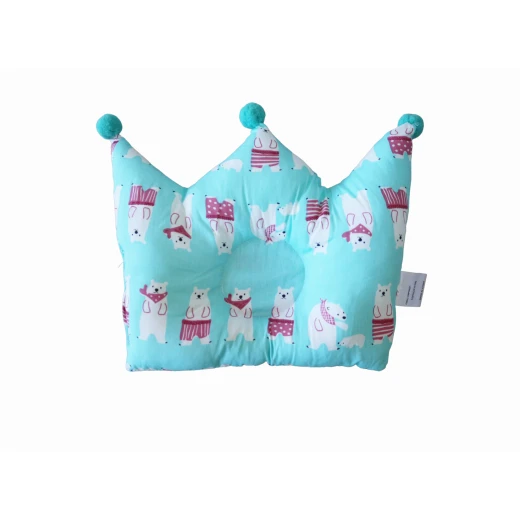 Baby Pillow for Infants, Turquoise Color, Bear Design Baby Pillow for Infants, Turquoise Color, Bear Design
