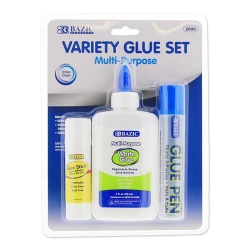 Bazic White Clear Liquid Glue Pen, 3 Pieces