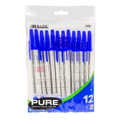 Bazic Pure Blue Stick Pen (12 Pen)