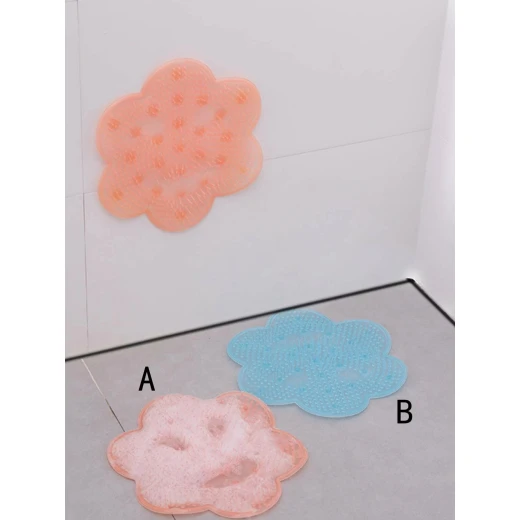 1pc Flower Shaped Bath Foot Brush, Peach - Image 3