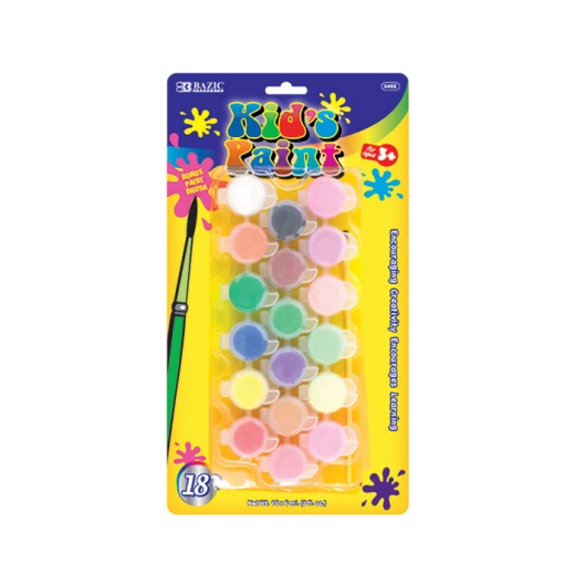 Bazic Kid's Paint With Brush, 18 Color 5ml Bazic Kid's Paint With Brush, 18 Color 5ml