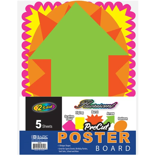 Bazic Fluorescent Pre-Cut Poster Board Shapes (5/pack) Bazic Fluorescent Pre-Cut Poster Board Shapes (5/pack)