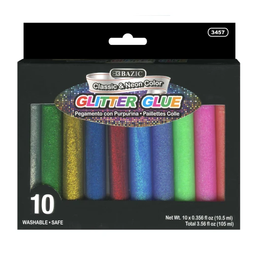 Bazic 10 Tubes Glitter Glue Pen (10.5 Ml) Bazic 10 Tubes Glitter Glue Pen (10.5 Ml)