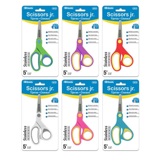 Bazic Soft Grip Stainless Steel Scissors, Assorted Colors Bazic Soft Grip Stainless Steel Scissors, Assorted Colors