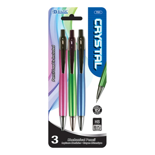 Bazic Crystal 0.7 Mm Mechanical Pencil ,Set Of 3 Bazic Crystal 0.7 Mm Mechanical Pencil ,Set Of 3