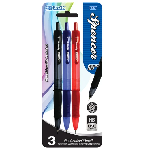 Bazic Spencer 0.9 Mm Mechanical Pencil ,Set Of 3 Bazic Spencer 0.9 Mm Mechanical Pencil ,Set Of 3