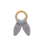 Babyjem knitted cotton & wooden ring teether gray - BabyJem