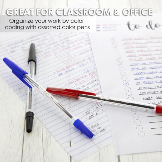 Bazic Pure Stick Pen,  Assorted Color,  12 Pens - Bazic - Image 2