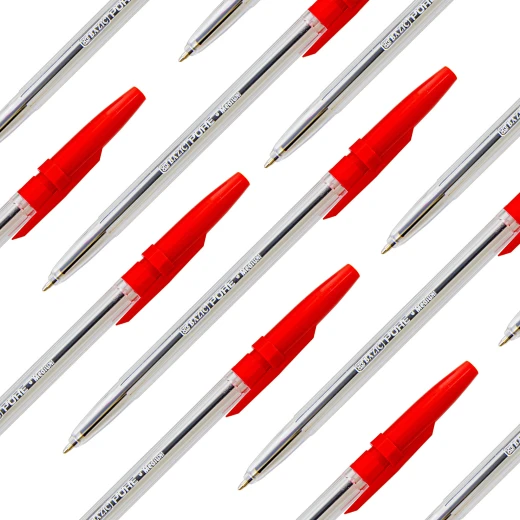Bazic Pure Red Stick Pen (12 Pen) - Bazic - Image 2