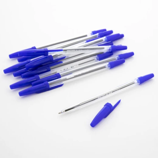 Bazic Pure Blue Stick Pen (12 Pen) - Bazic - Image 2