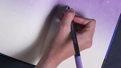 دفتر رسم صغير من مفكرة جالاكسي (بنفسجي) - 16.5 * 11.5 سم - مفكرة - Image 2