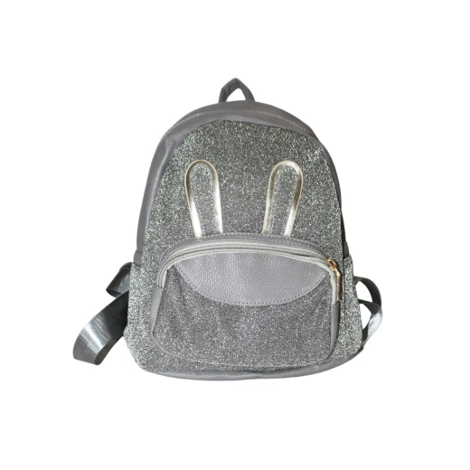 Glittery Bag Pack For Girls with Sequin Bow, Grey, 26*20 cm Glittery Bag Pack For Girls with Sequin Bow, Grey, 26*20 cm