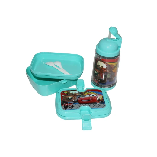 Set Of Lunch Box And Water Bottle, Blue Color, Disney Cars Design - Image 2