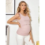 Maternity Schiffy Frill Nursing Tank Top, Large