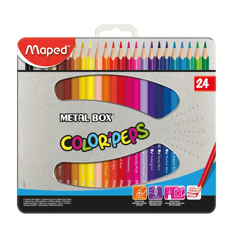 Maped Colored Pencils Metal, 24 Pieces - Maped
