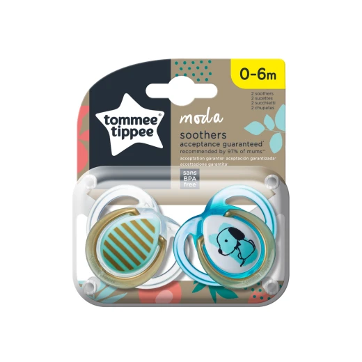 Tommee Tippee Closer To Nature Silicone Pacifier Moda 0-6 Months, 2 Pieces, For Boys Tommee Tippee Closer To Nature Silicone Pacifier Moda 0-6 Months, 2 Pieces, For Boys