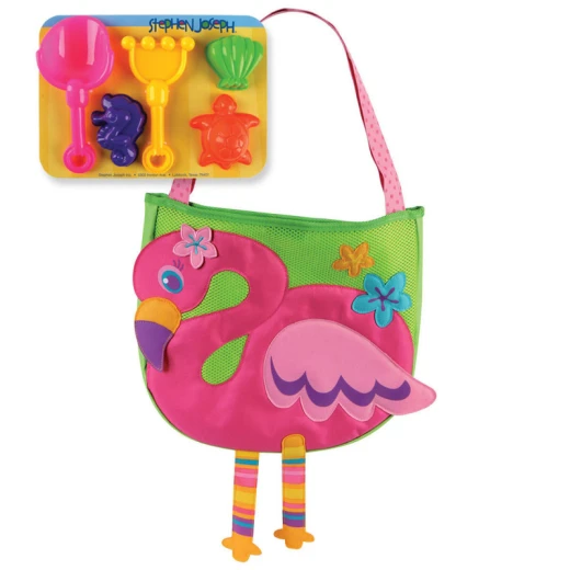 Stephen Joseph Beach Totes with Sand Toy Play Set, Flamingo Stephen Joseph Beach Totes with Sand Toy Play Set, Flamingo
