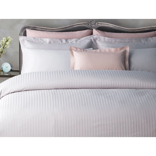 Madame Coco Striped Satin King Size Duvet Cover Set - Ecru Madame Coco Striped Satin King Size Duvet Cover Set - Ecru