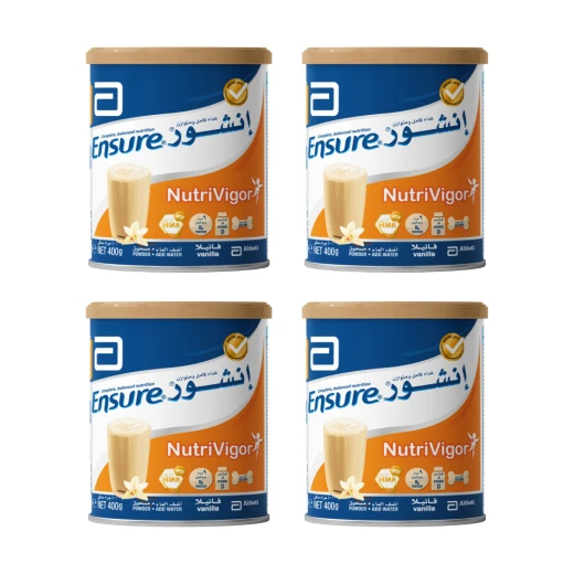 مسحوق إنشور نوتريفيجور بنكهة الفانيلا، 400 جم، 4 علب مسحوق إنشور نوتريفيجور بنكهة الفانيلا، 400 جم، 4 علب