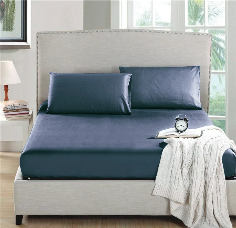 Nova home fitted sheet microfiber blue 120*120 pillow case 50*70 2pcs twin - Nova Home