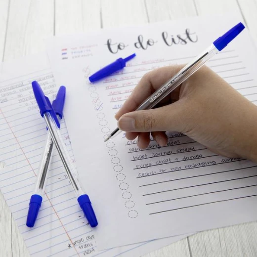 Bazic Pure Blue Stick Pen (12 Pen) - Bazic - Image 4