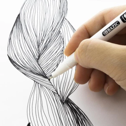 Bazic Fiero Blue Fiber Tip Fineliner Pen (4/Pack) - Bazic - Image 2