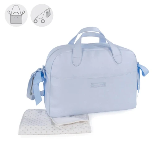 Pasito A Pasito Blue Bow Diaper Bag With Changing Mat - 51 X 30 X 15cm - Pasito a Pasito - Image 5
