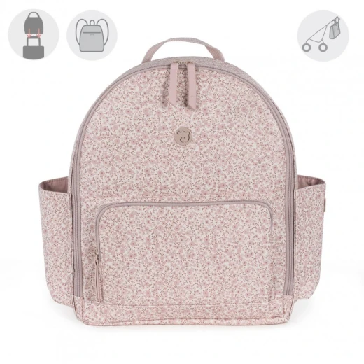 Pasito A Pasito Pink Backpack Diaper Bag Changing Mat - Flower Mellow Line 31x37x14 Cm - Pasito a Pasito - Image 4