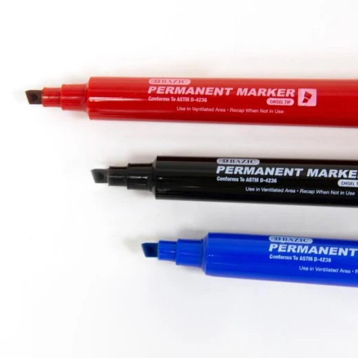 Bazic Black Chisel Tip Jumbo Permanent Marker (3/Pack) - Bazic - Image 4