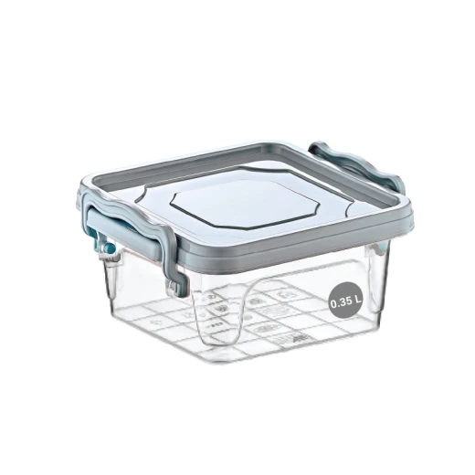 علبة حفظ طعام بغطاء مربع من هوبي لايف, رمادي, 0.35 لتر علبة حفظ طعام بغطاء مربع من هوبي لايف, رمادي, 0.35 لتر