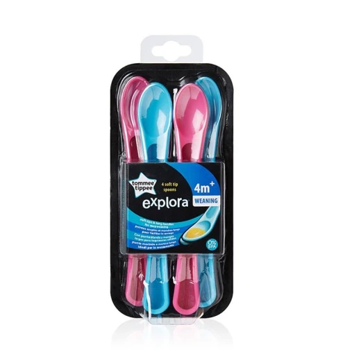 Tommee Tippee Soft Tip Weaning Spoons x 5 (Pink/ Green)