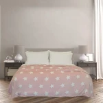 بطانية دافئة وناعمة من الصوف بتصميم نجوم، باللون الزهري, بحجم مزدوج من نوفا هوم - نوفا هوم