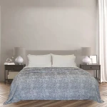 بطانية دافئة وناعمة من الصوف بتصميم مخمل، باللون السكني, بحجم مزدوج من نوفا هوم - نوفا هوم