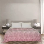بطانية دافئة وناعمة من الصوف بتصميم مخمل، باللون الزهري, بحجم ملوكي من نوفا هوم - نوفا هوم