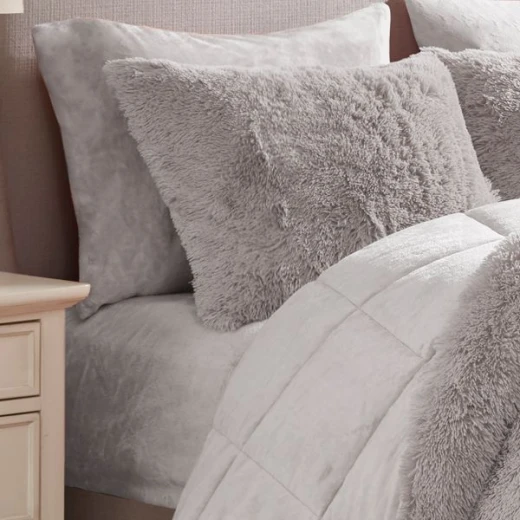 Nova Home Comforter Malea Winter Long Shaggy King Set, Grey, 6 Pieces - Nova Home - Image 4