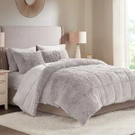 Nova Home Comforter Malea Winter Long Shaggy King Set, Grey, 6 Pieces - Nova Home