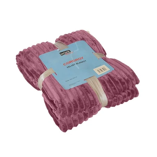 Nova Home Jaquard Cordroy Winter Soft Flannel Blanket, Purple, Twin
