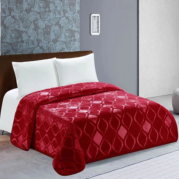 Nova home engraved diamond blanket burgundy king size - Nova Home