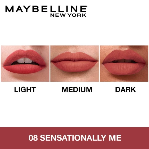 مستحضر تحديد الشفاه السائل غير اللامع من Maybelline درجة اللون 08 لمسة نهائية مخملية مكياج شفاه طويل الأمد - Maybelline - Image 2