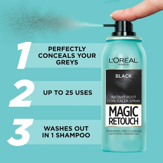 L'Oreal Paris Magic Retouch Instant Root Concealer, Black100 gm - L'Oreal Paris - Image 3