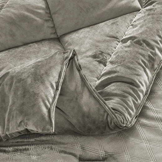 Nova Home Landers 3D Embossed Velvet Flannel Winter Comforter Set, Beige, King Size - Nova Home - Image 4