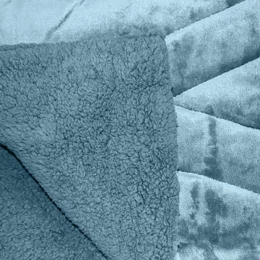 Nova home essentials velvet flannel to sherpa winter comforter blue king size - Nova Home - Image 2