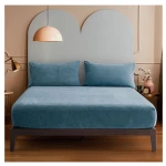 Nova home warm fit winter microfleece fitted sheet set, blue, queen size - Nova Home
