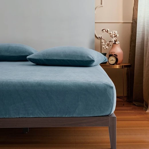 Nova home warm fit winter microfleece fitted sheet set, blue, queen size - Nova Home - Image 2