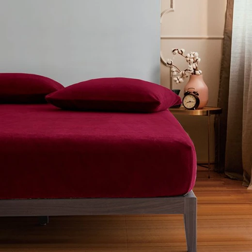 Nova home warm fit winter microfleece fitted sheet set, burgundy, twin size - Nova Home - Image 3