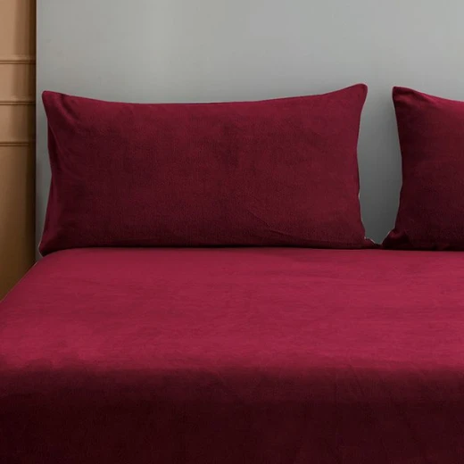 Nova home warm fit winter microfleece fitted sheet set, burgundy, king size - Nova Home - Image 5