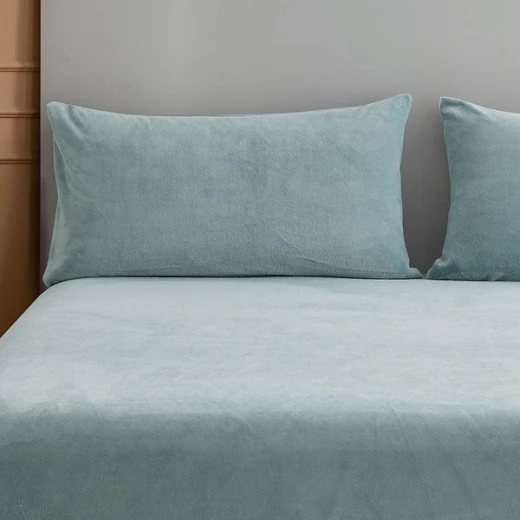 Nova home warm fit winter microfleece fitted sheet set, turquoise, twin size - Nova Home - Image 3