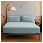 Nova home warm fit winter microfleece fitted sheet set, turquoise, queen size - Nova Home